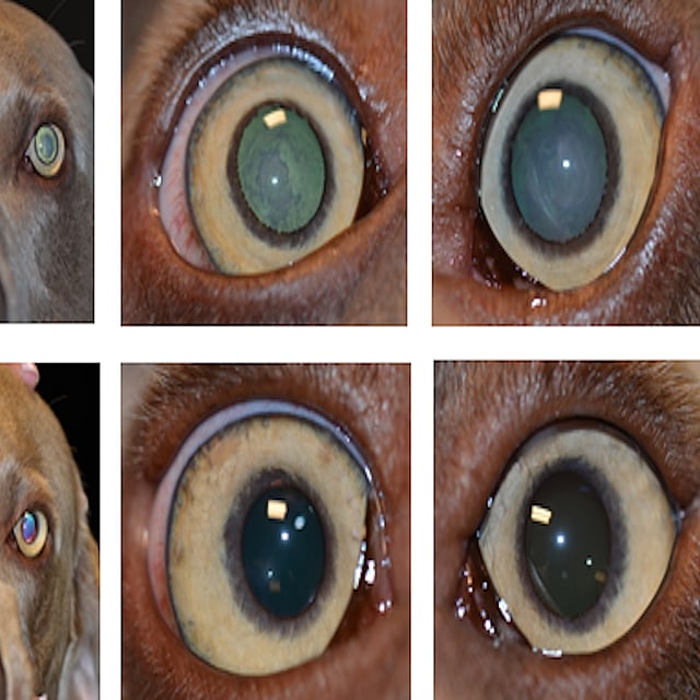 Een collage van de ogen van een hond.