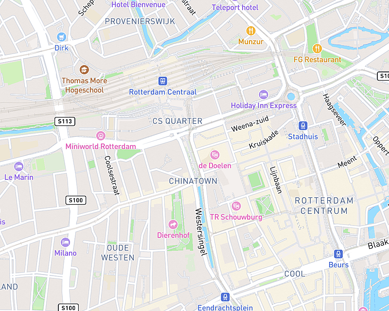 Een kaart met de locatie van AniCura Dierenkliniek Rotterdam - Centrum