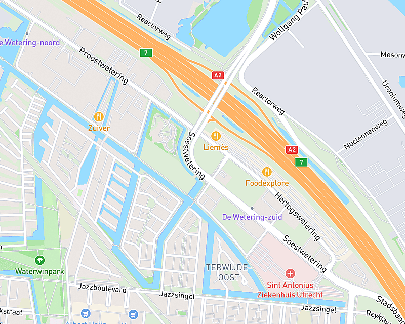 Een kaart met de locatie van AniCura Specialistische Dierenkliniek Utrecht