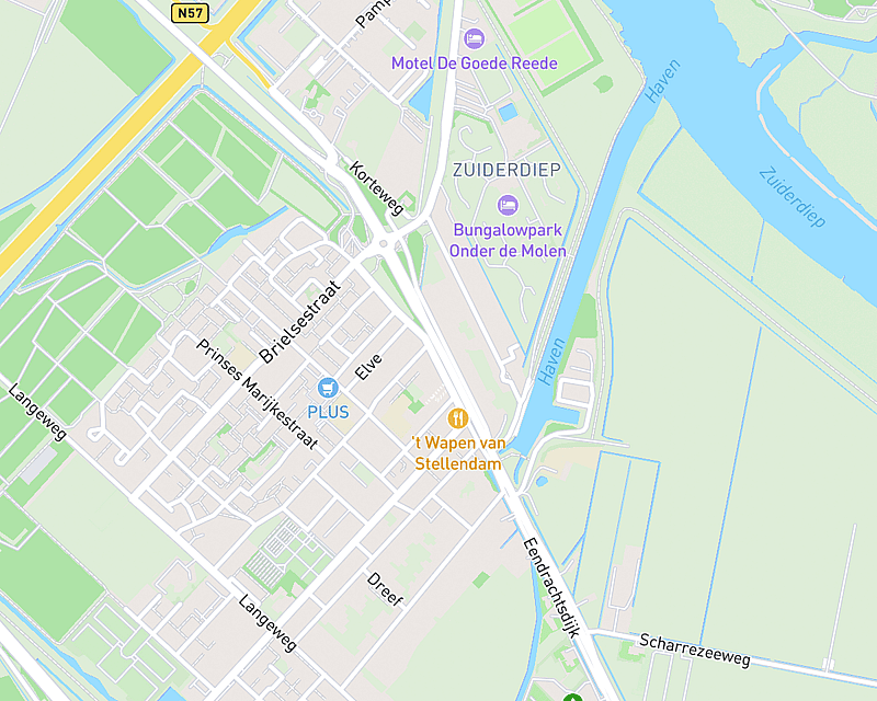Een kaart met de locatie van AniCura Dierenkliniek Het Overbosch - Stellendam