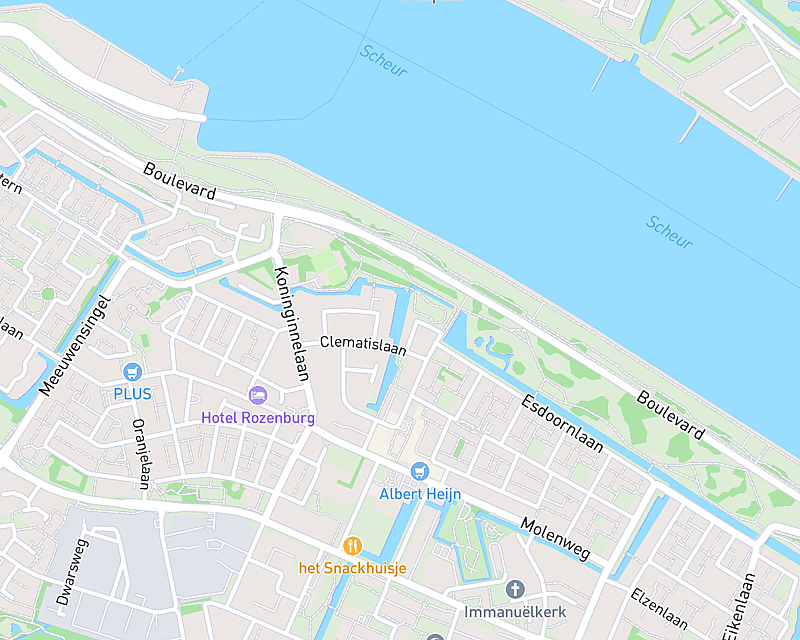 Een kaart met de locatie van AniCura Dierenkliniek Het Overbosch - Rozenburg