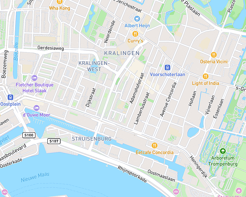 Een kaart met de locatie van AniCura Dierenkliniek Rotterdam - Kralingen