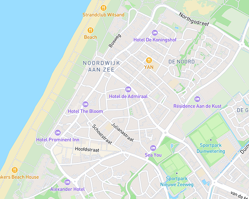 Een kaart met de locatie van AniCura Noordwijk