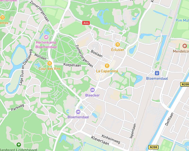 Een kaart met de locatie van AniCura Dierenkliniek Bloemendaal
