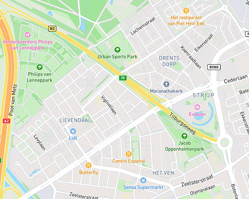Een kaart met de locatie van AniCura 't Heike - Eindhoven