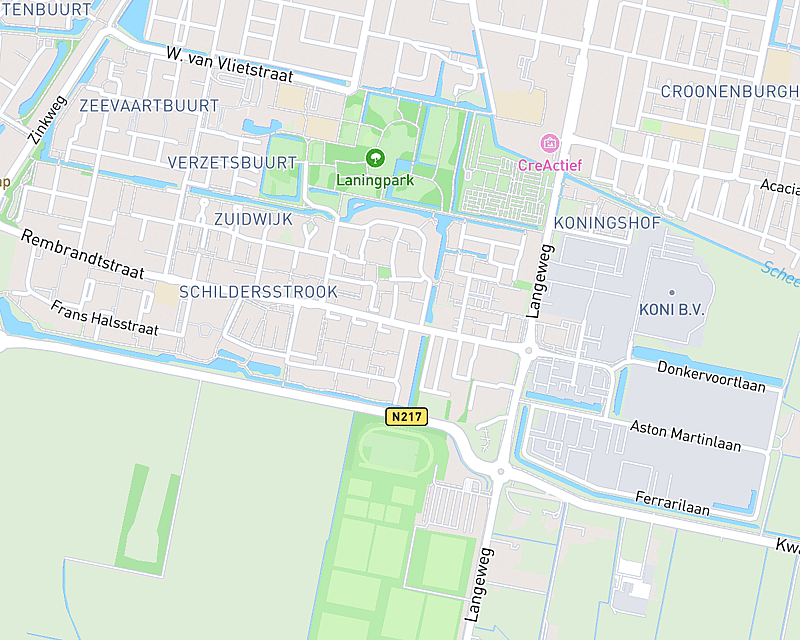 Een kaart met de locatie van Oud-Beijerland - Jordaensdreef (permanent gesloten)