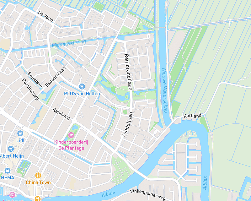 Een kaart met de locatie van AniCura De Waard - Alblasserdam