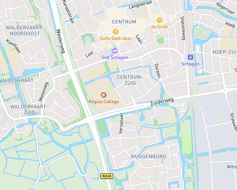 Een kaart met de locatie van AniCura Muggenburg - Schagen