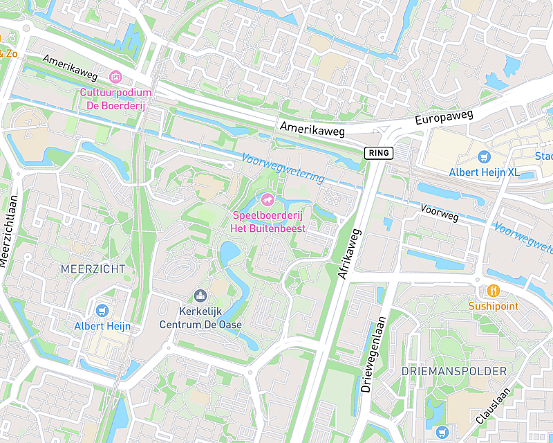 Een kaart met de locatie van AniCura Dierenkliniek Bossenbuurt