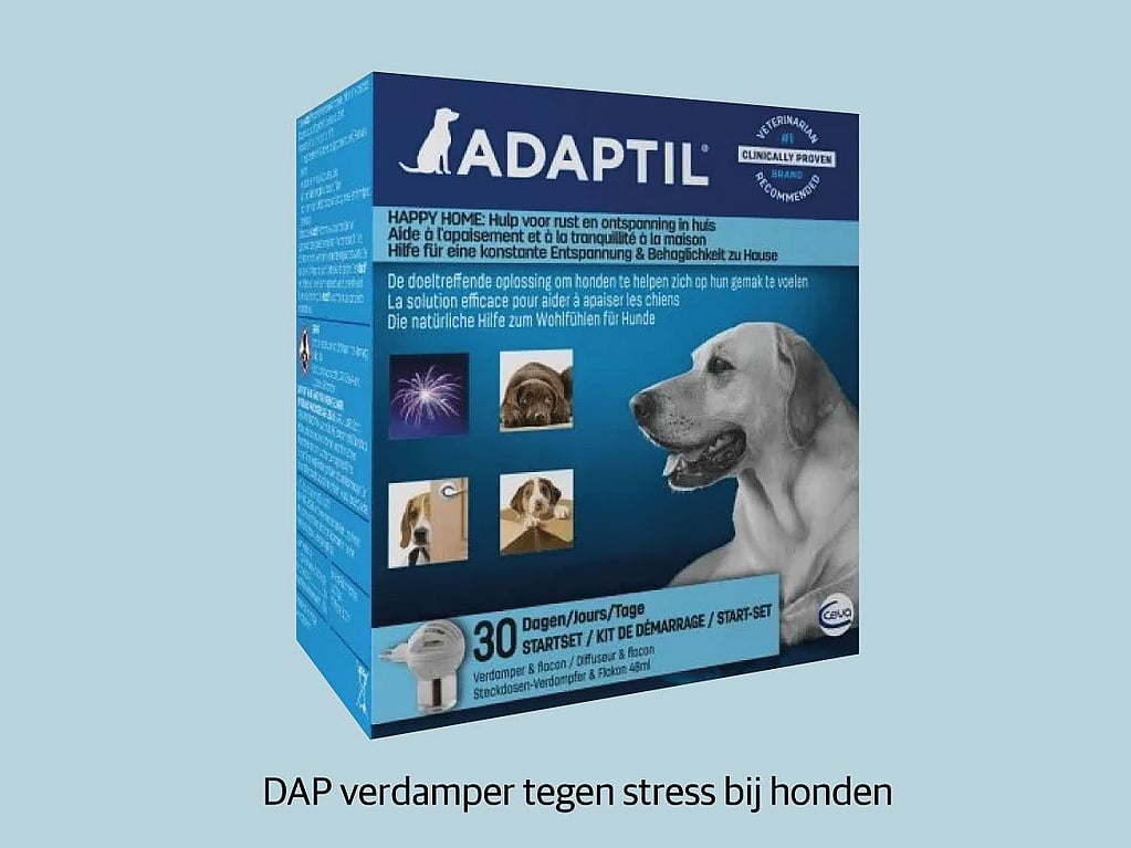 Een doos met een afbeelding van een hond.