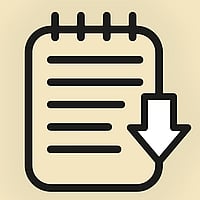 Een blocnote met een pijl die naar beneden wijst.