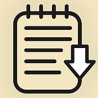 Een blocnote met een pijl die naar beneden wijst.
