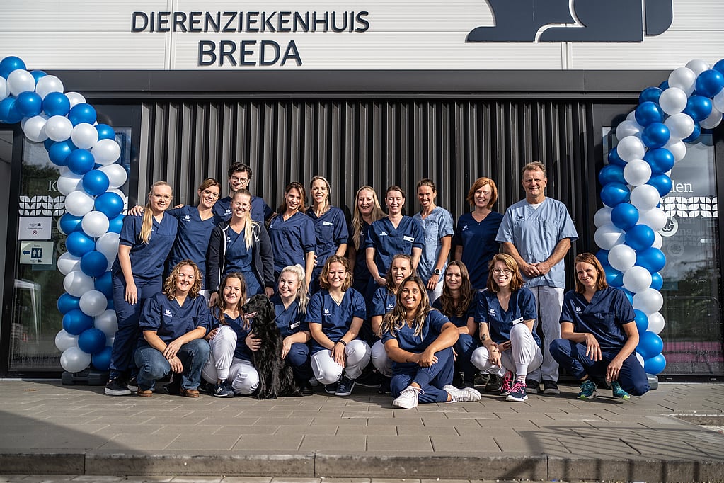 Een groep mensen die voor een foto poseren.